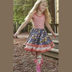 Matilda Jane Girl's Work Of Heart Tiered Ruffle Hem Dress in Multi | Size 4